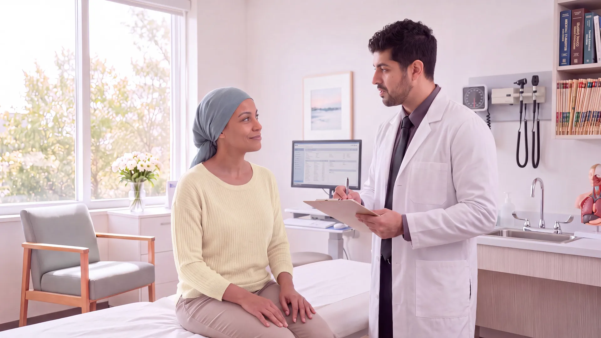 Dr. Ibrahim talking with a patient in a Lincroft Medical exam room